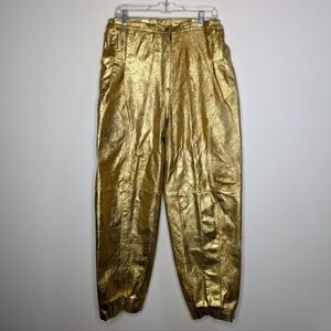 Vintage Distressed Gold Wide Leg Leather Pant 1X